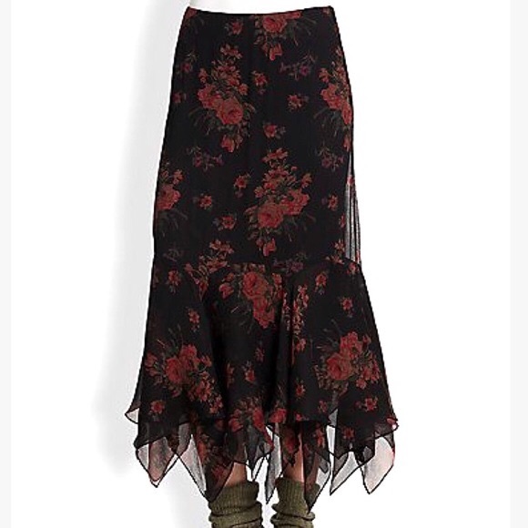 Polo Ralph Lauren Silk Floral Skirt RARE - Picture 1 of 6